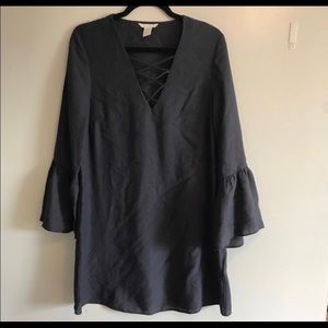 H & M gray lace up bell sleeve dress. 💃🏻